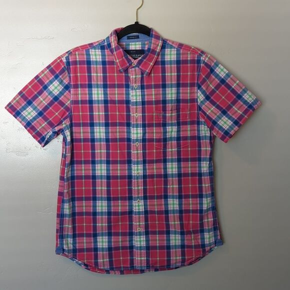 American Eagle Pink‎ Plaid Button Down Men's Shirt M - Picture 1 of 7